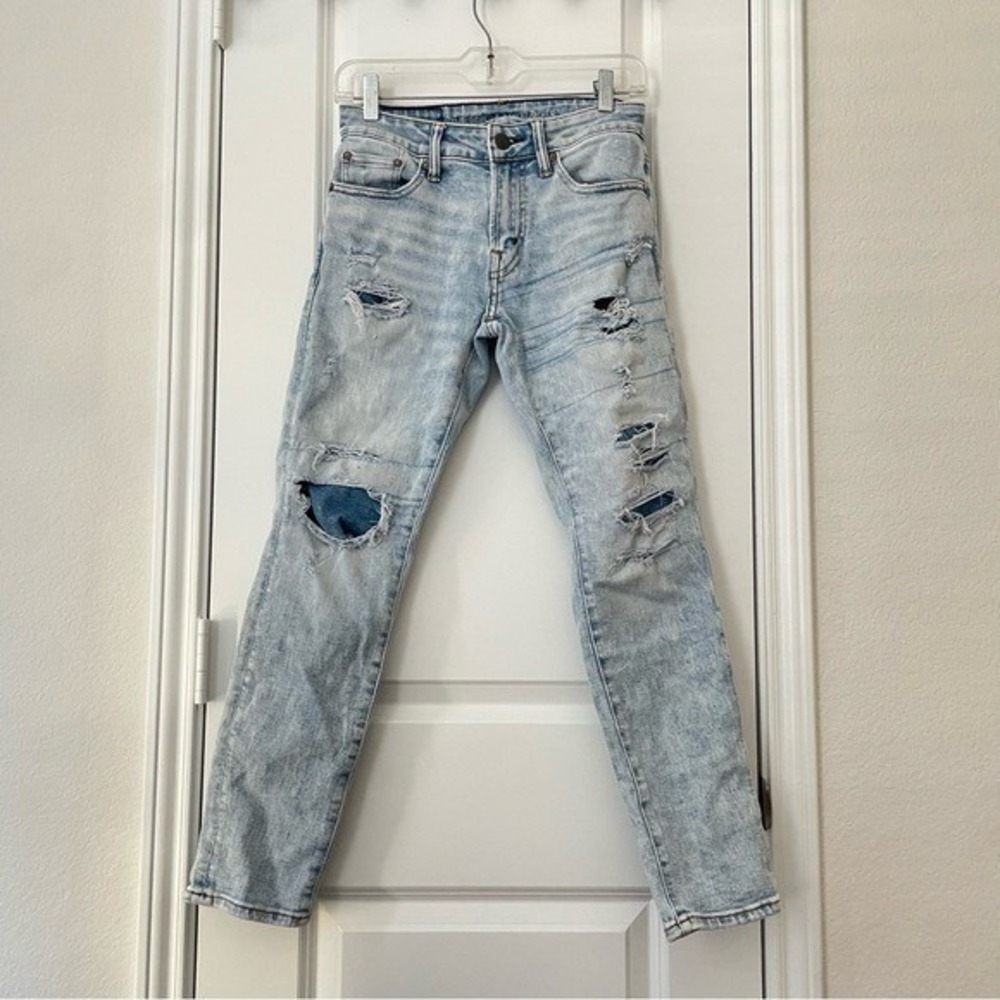 American Eagle y2k distressed Men's Skinny Jeans Light Wash Casual Summer 26x28